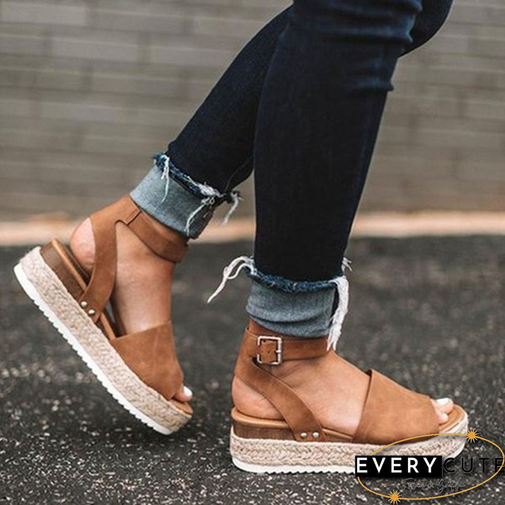 Women Fashion Casual Shoes Breathable Sandals Summer Ankle Strap Sandals Plus Size 35-43