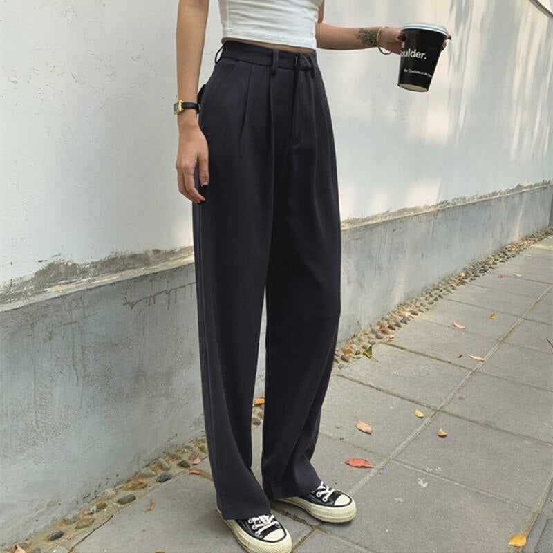 Women Loose Long Straight Wide Leg Pants