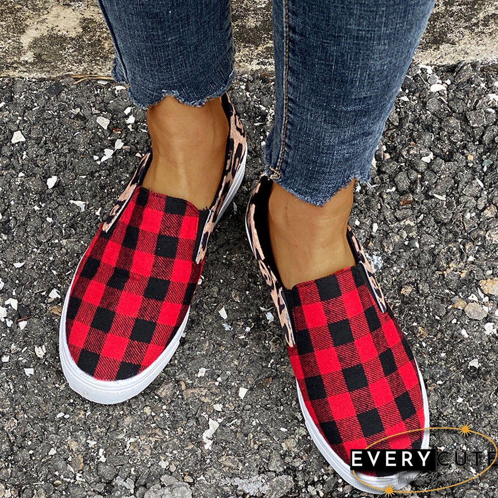 Casual Canvas Plaid Round Toe Shoes