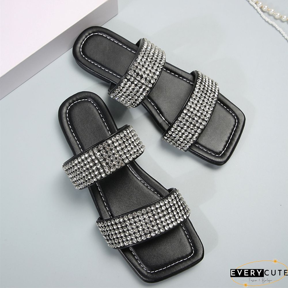 Casual Patchwork Rhinestone Square Comfortable Shoes