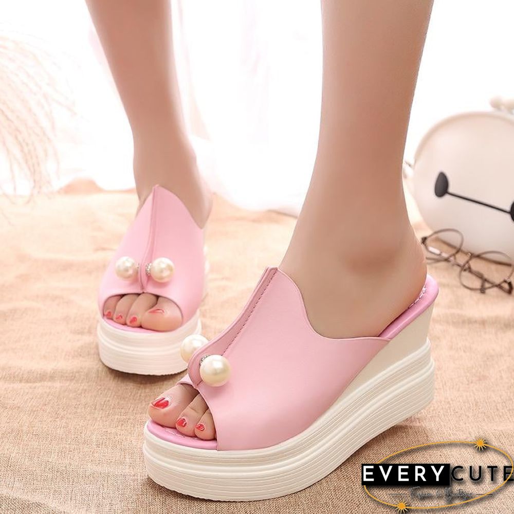 Women Summer Sandals Slippers Beach Shoes String Beads Platform Sandals