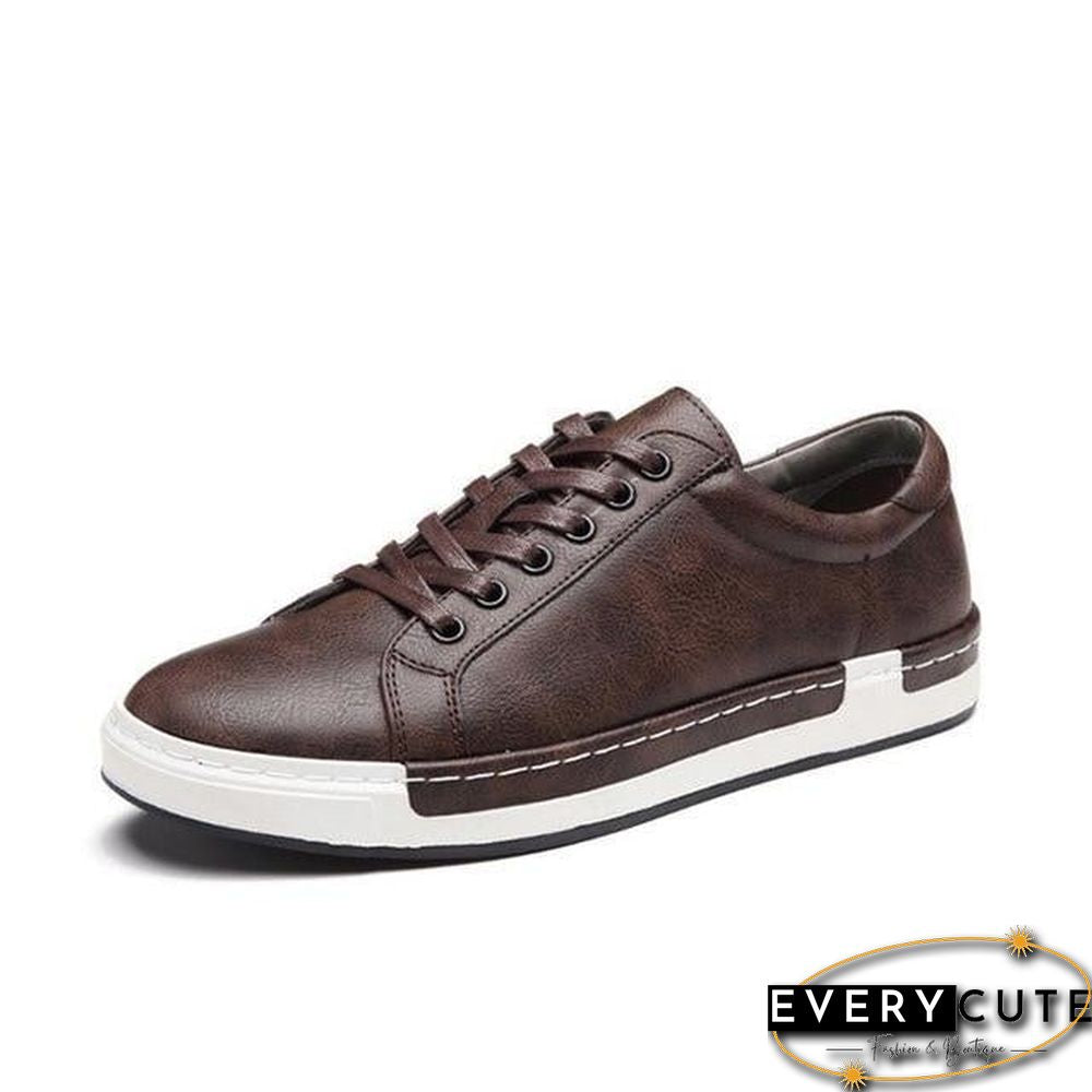 Casual Shoes Men Fashion Vintage Shoes Brown Brand Male Shoes Genuine Leather Men's Leisure Shoes