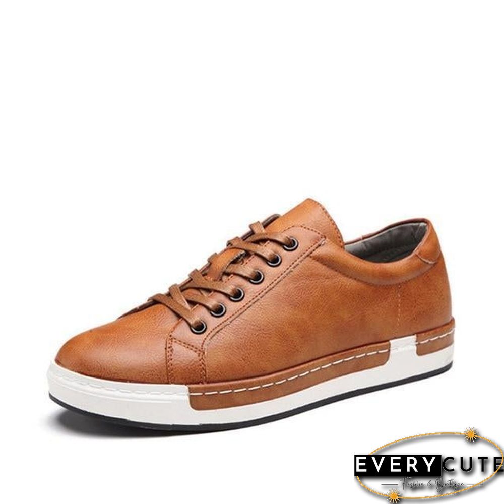 Casual Shoes Men Fashion Vintage Shoes Brown Brand Male Shoes Genuine Leather Men's Leisure Shoes