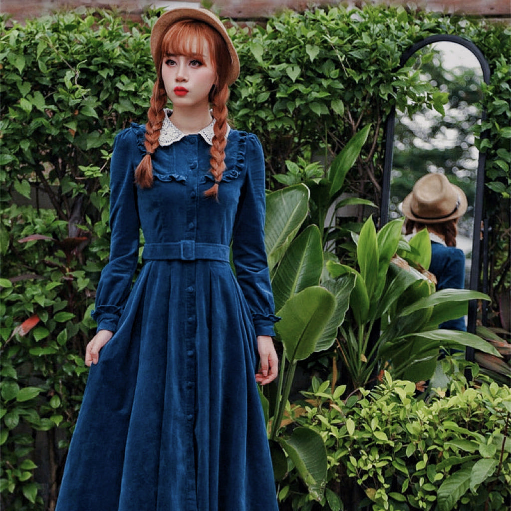 Morena Blues Cottage Witch Corduroy Dress