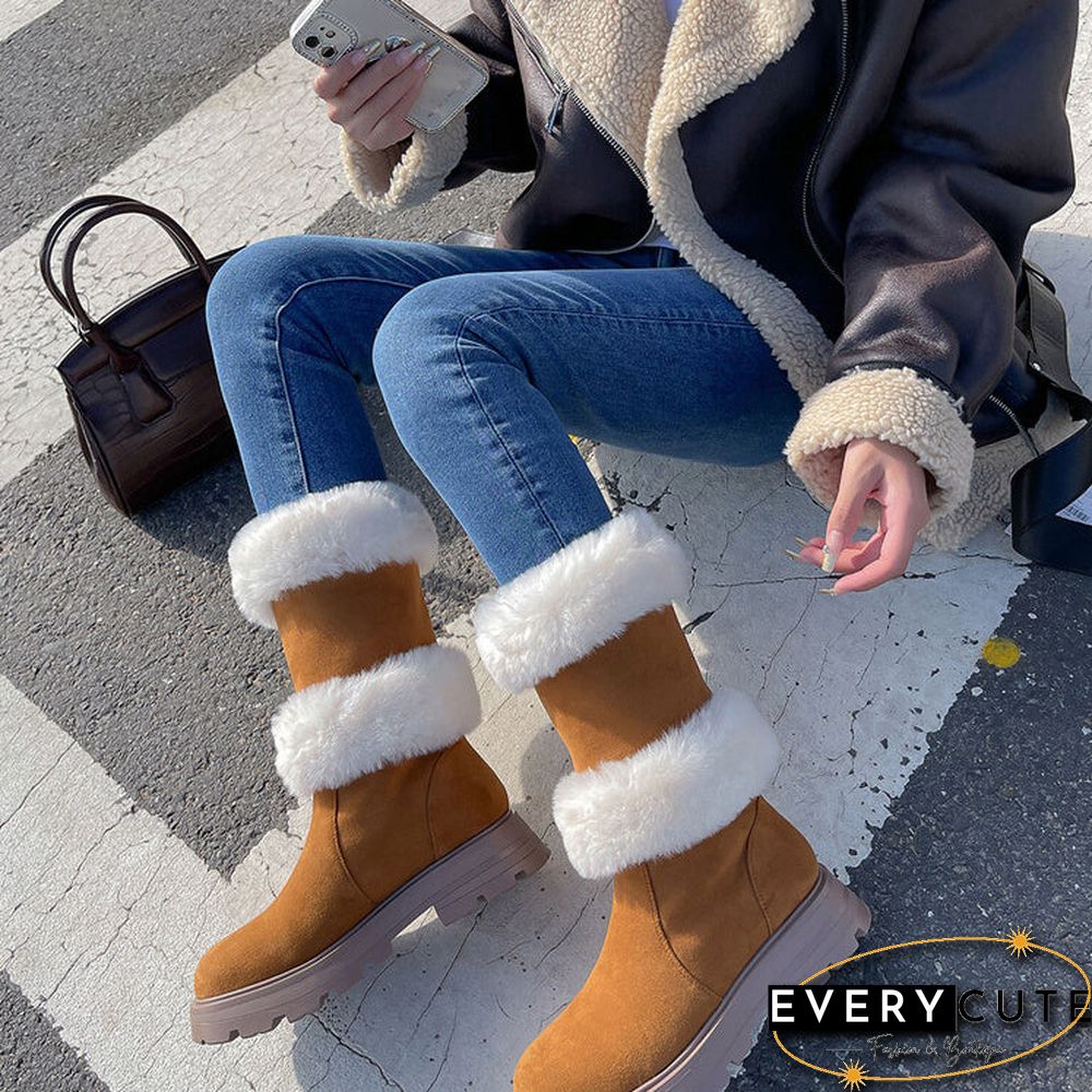 Fashion Cute Artificial Plush Heels Boots Shoes