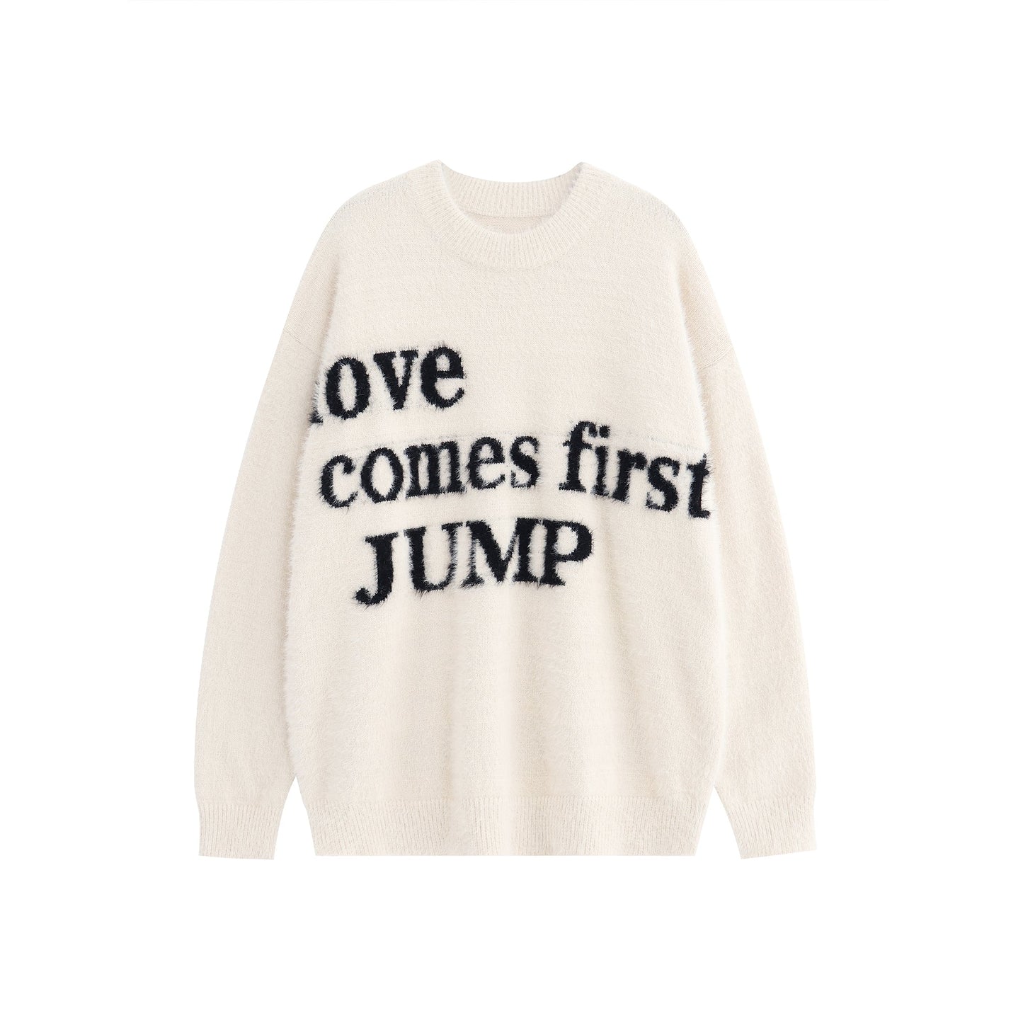 JUMPNEXT Letter Logo Jacquard Knit Crewneck Long Sleeve Sweater