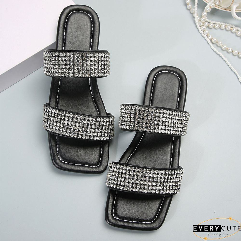 Casual Patchwork Rhinestone Square Comfortable Shoes