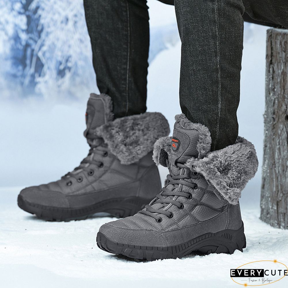 Casual Daily Waterproof Warm Booties Outdoor Lace Up Plush Lined High Top Snow Boots