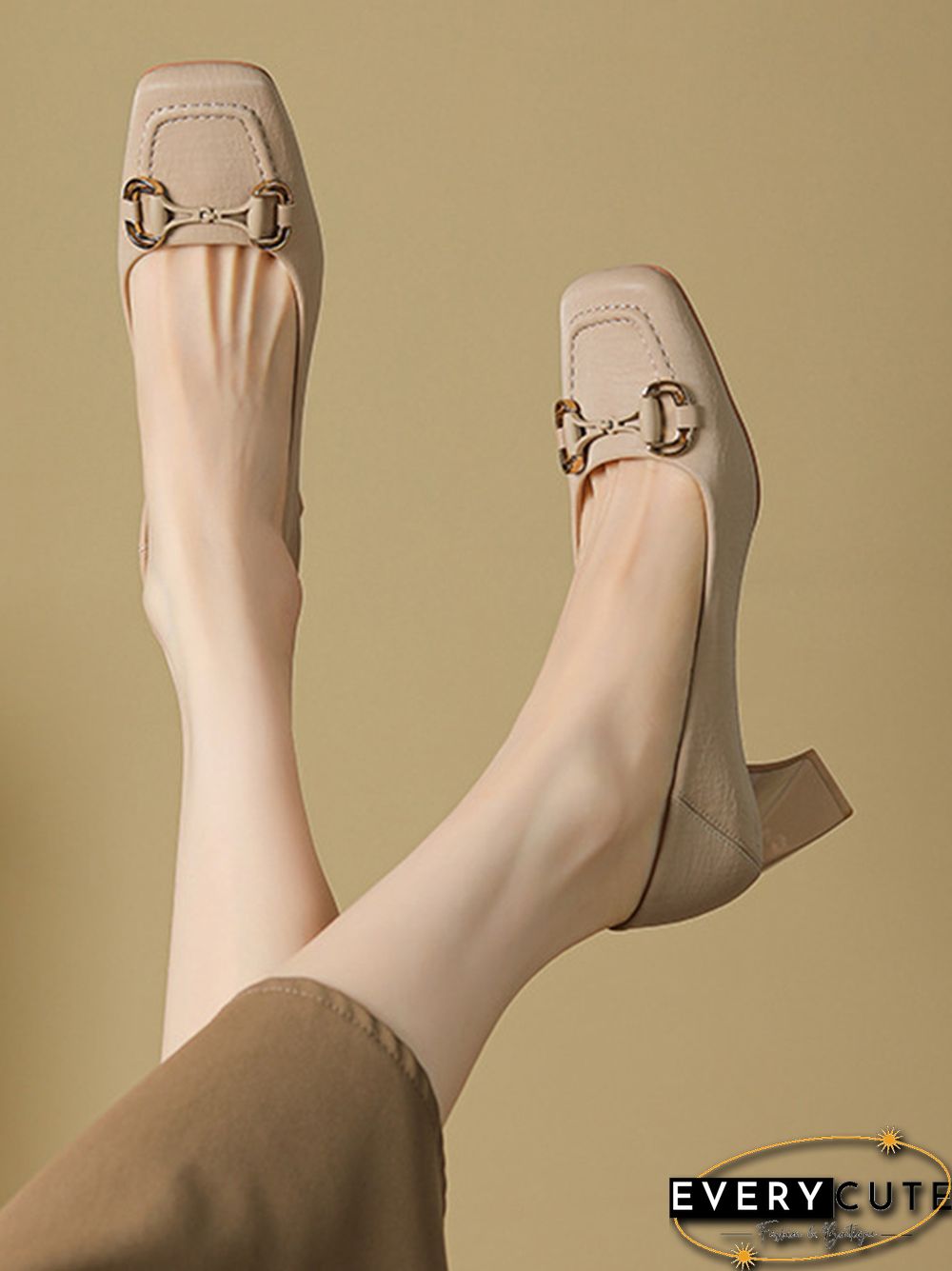 Shallow Cut Split-Joint Square-Toe Pumps