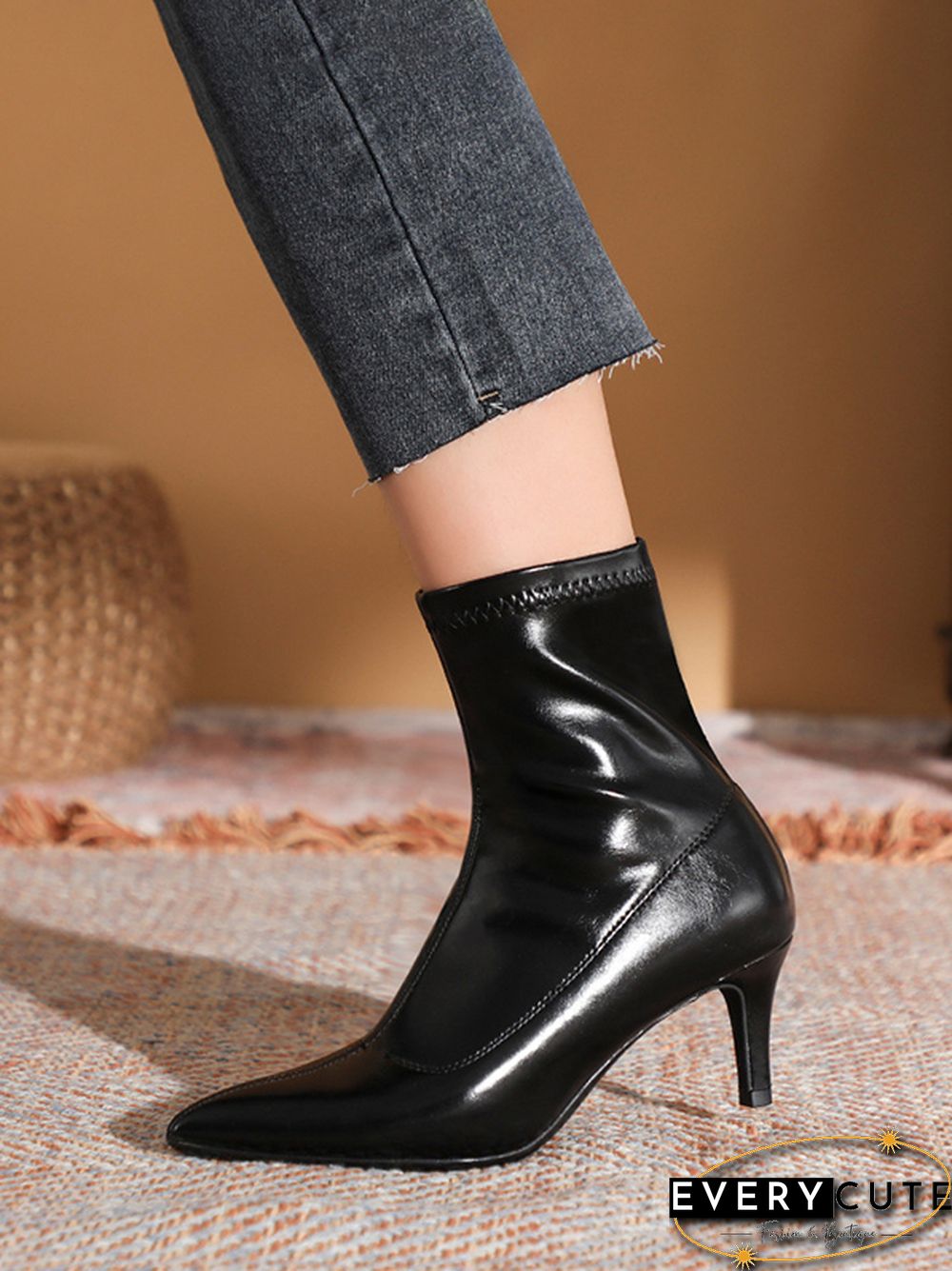 Pointed-Toe Split-Joint Boots Sock Boots