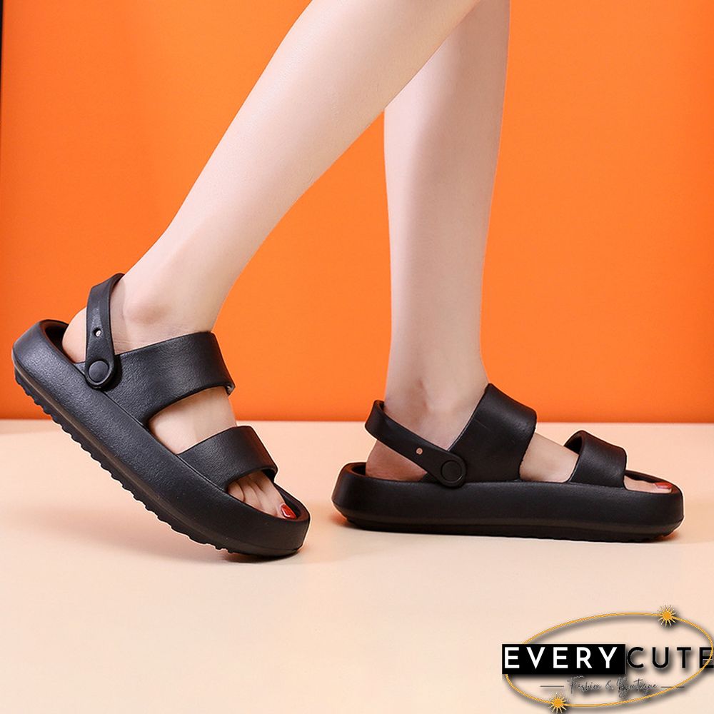 Summer Women Beach Platform Sandals Black Soft Sole EVA Slides Woman Fashion Non-slip Outdoor Slippers Female Comfortable Shoes