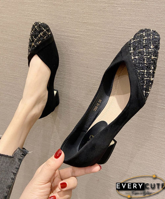 Stylish Black Flat Shoes For Women Splicing Flat Feet Shoes