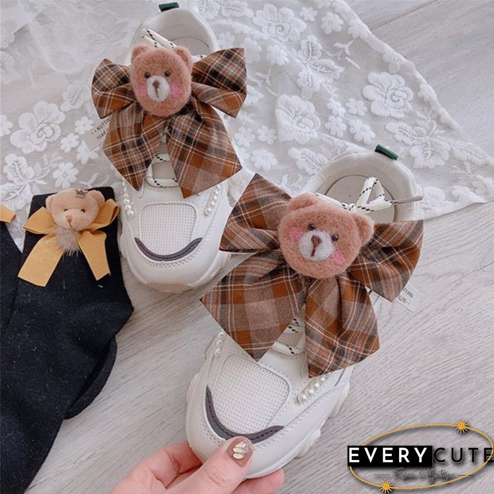 Sweet Bear Cartoon Bow Lace Up Sneakers