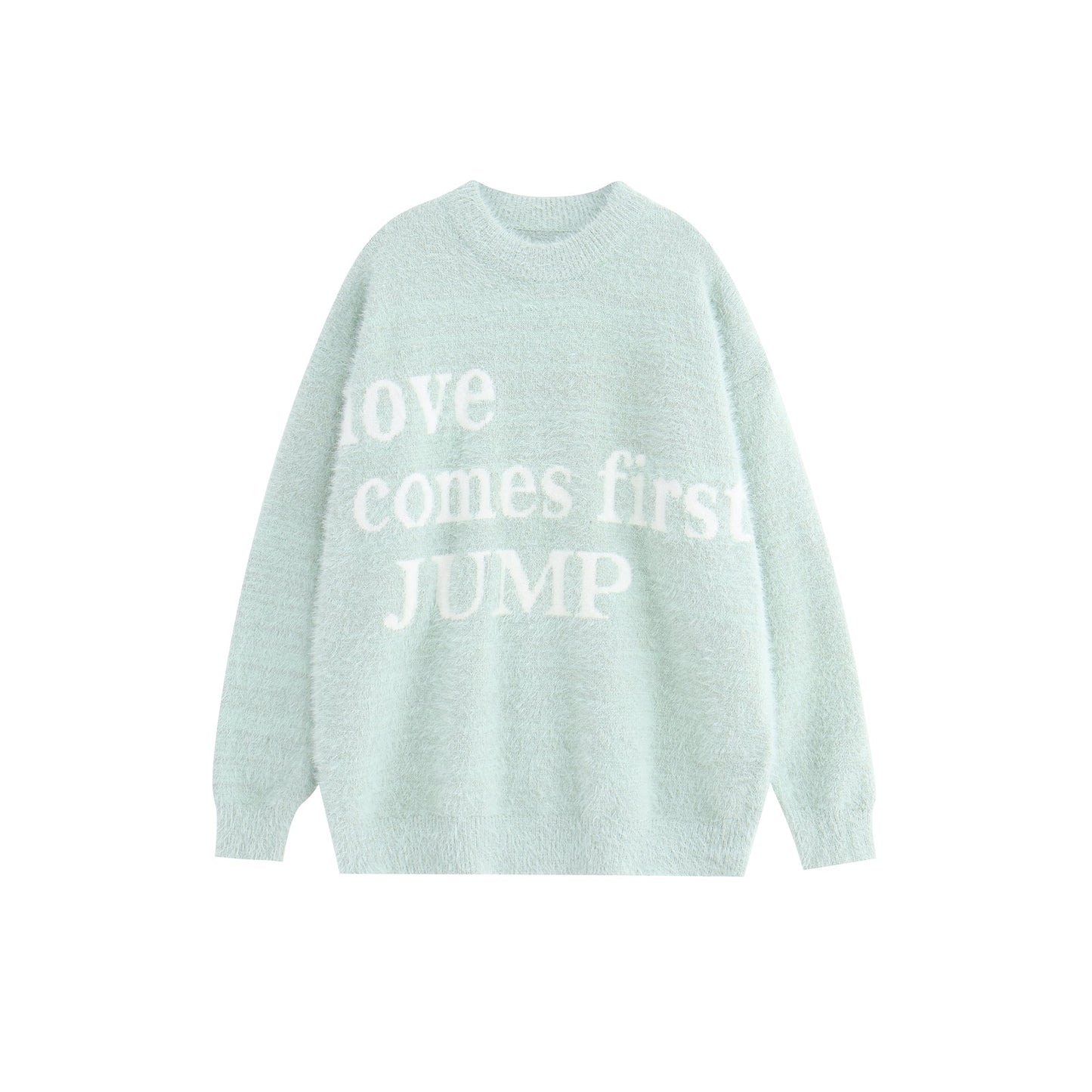 JUMPNEXT Letter Logo Jacquard Knit Crewneck Long Sleeve Sweater