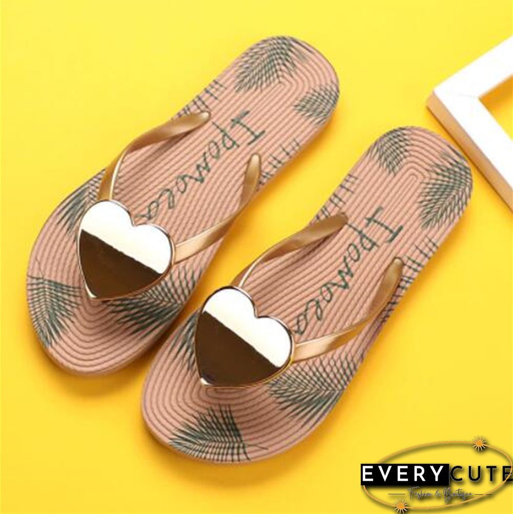 Woman Slippers Beach Flip-Flops Love Decoration Women's Sandals Non-Slip Female Summer Shoes Ladies Holiday Outdoor Slides