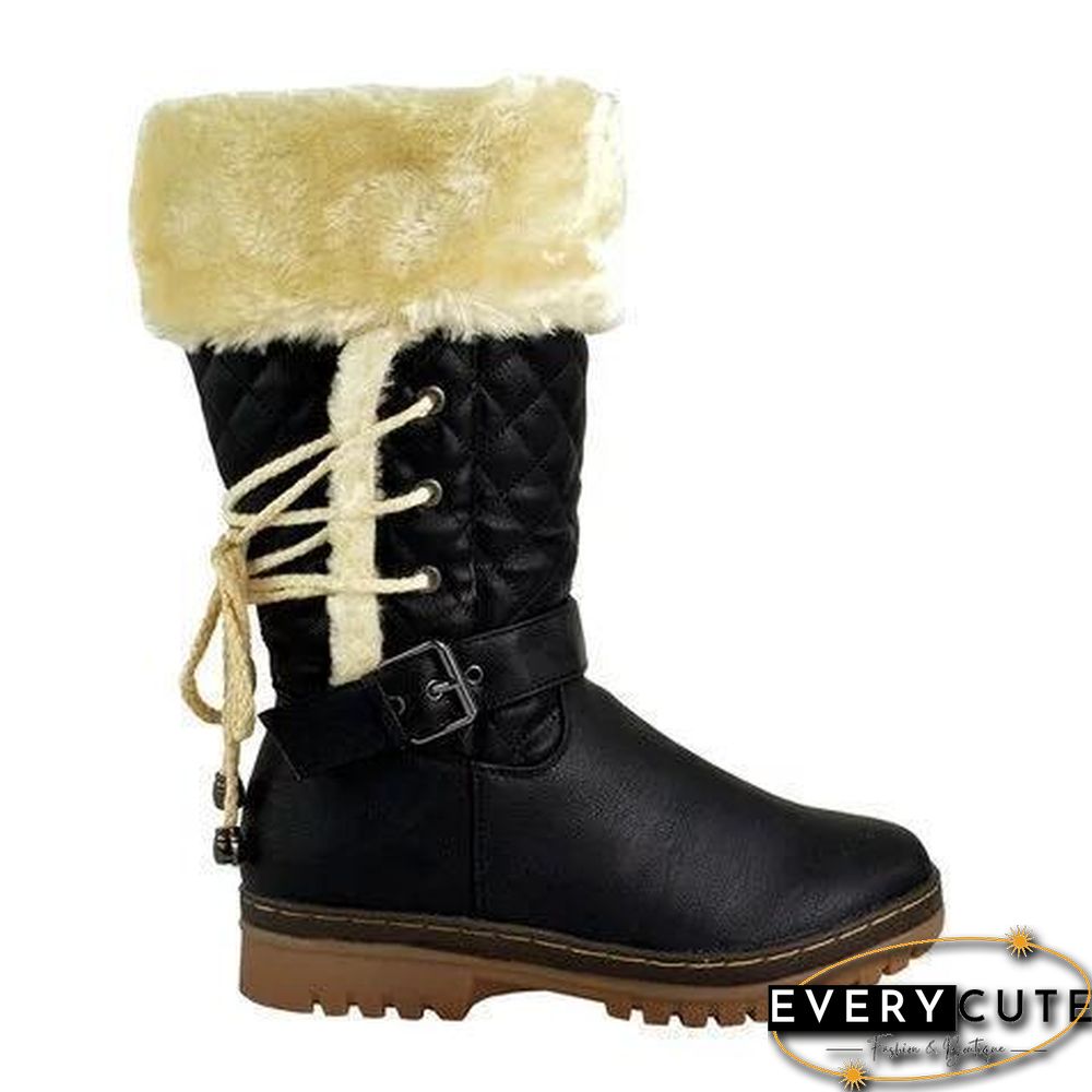 Women's Winter Furry Mid-Calf Snow Boots Plus Size Shoes