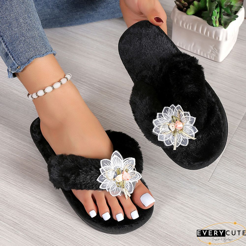 Black Casual Living Patchwork Solid Color Round Comfortable Shoes