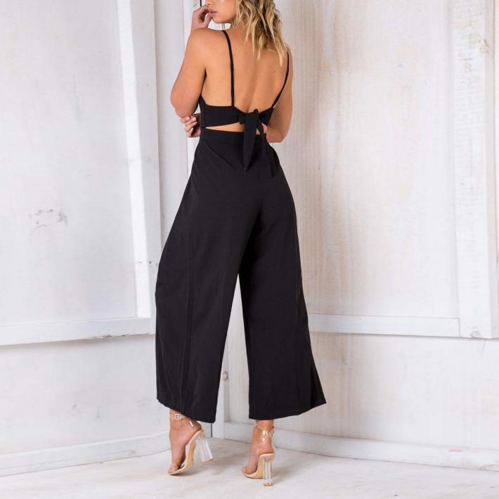 Women's New Sexy Halter Back Belt Jumpsuit