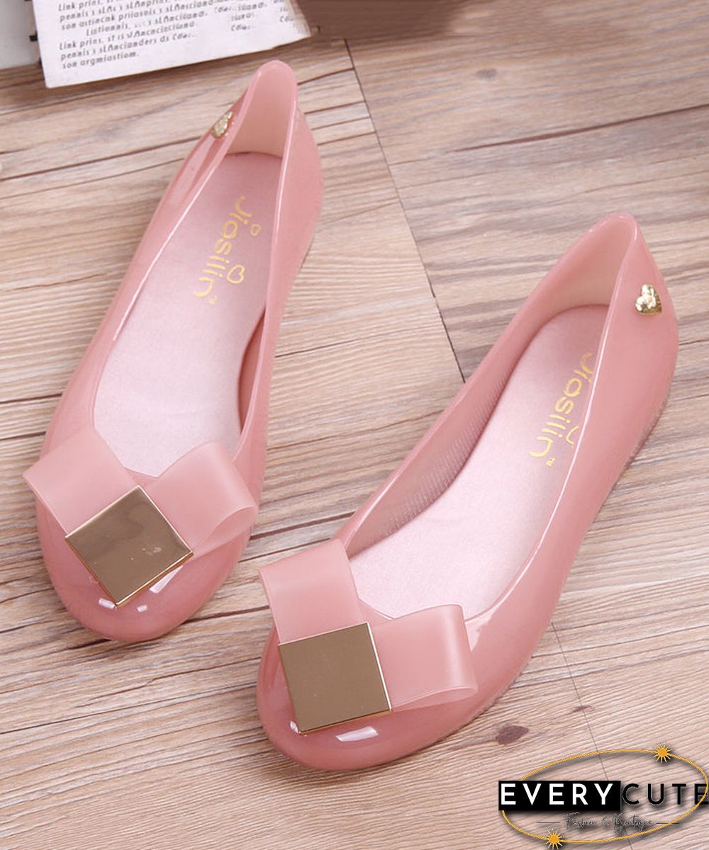 Unique Comfortable Splicing Clear Flat Feet Shoes Pink