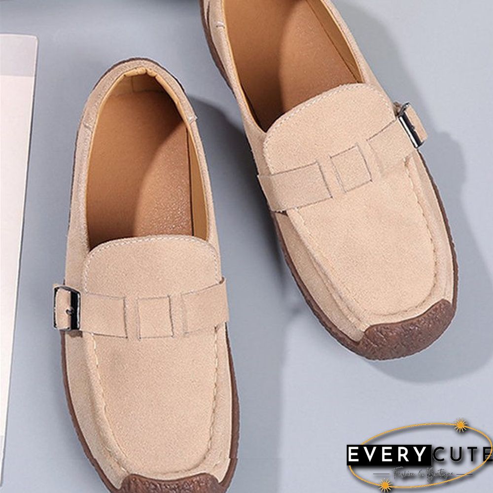 Plus Size Buckle Decor Casual Flat Loafers Shoes