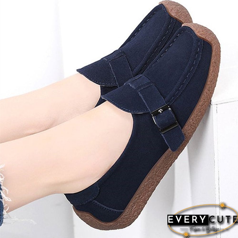 Plus Size Buckle Decor Casual Flat Loafers Shoes