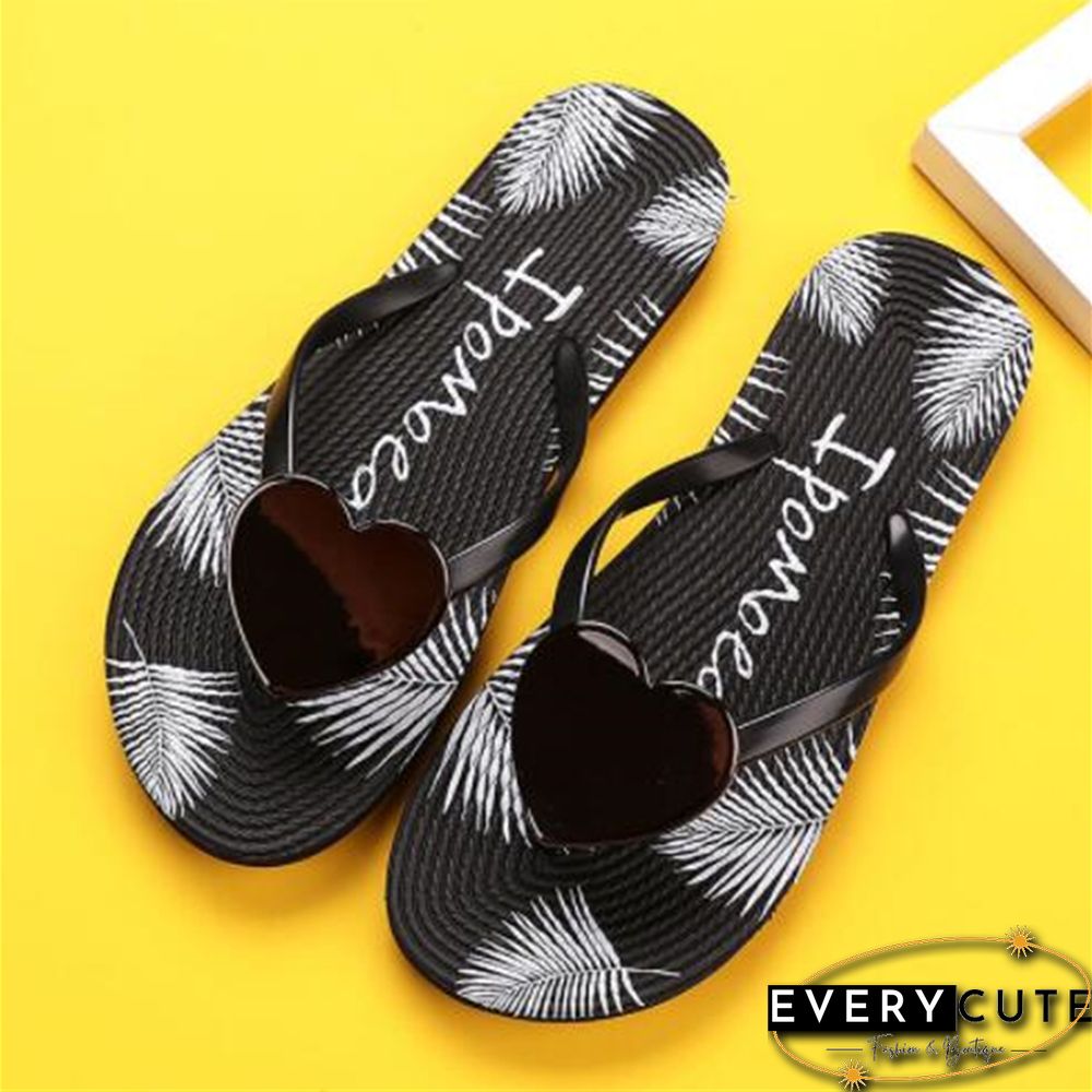 Woman Slippers Beach Flip-Flops Love Decoration Women's Sandals Non-Slip Female Summer Shoes Ladies Holiday Outdoor Slides