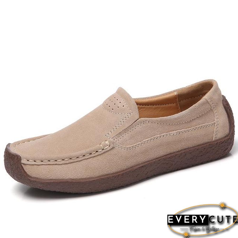 Women Moccasins Flats Genuine Leather Slip On Suede Loafers Shoes