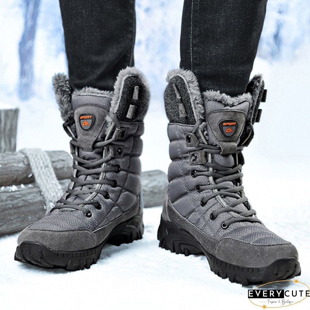 Casual Daily Waterproof Warm Booties Outdoor Lace Up Plush Lined High Top Snow Boots