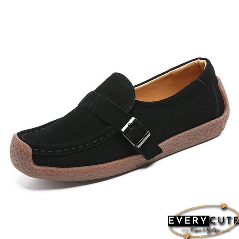 Plus Size Buckle Decor Casual Flat Loafers Shoes