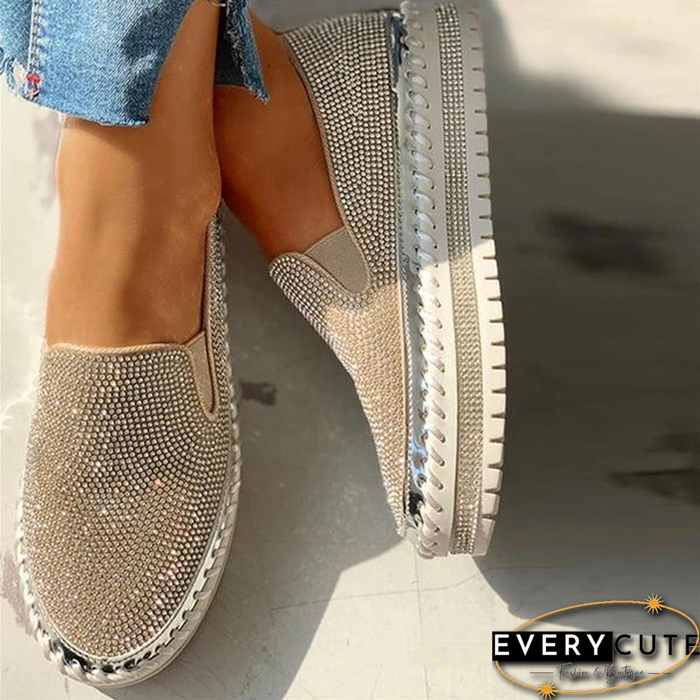 Women Casual Fashion Rhinestone Slip-on Loafers/ Sneakers