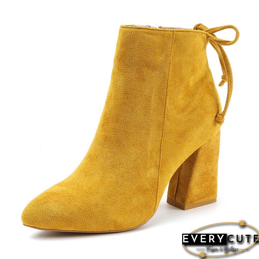 Winter Boots Short Boots Suede Ankle Boots Thick Heel Boots Solid Color Women Shoes Pump Boot