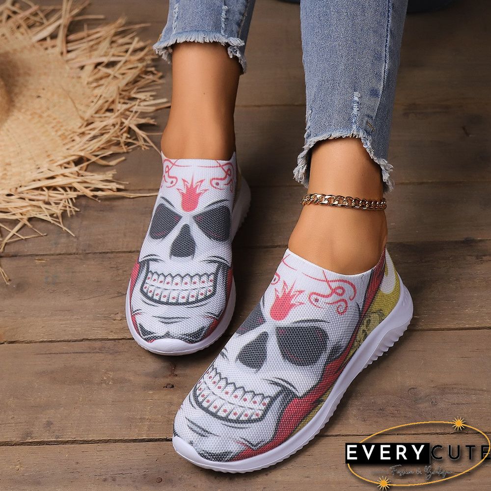 Women's Halloween Loafers Breathable Fly Weaving Slip-on Flats Shoes