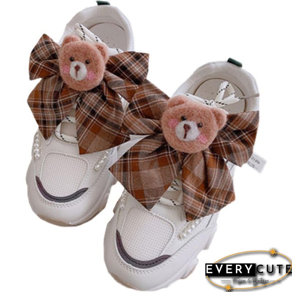 Sweet Bear Cartoon Bow Lace Up Sneakers