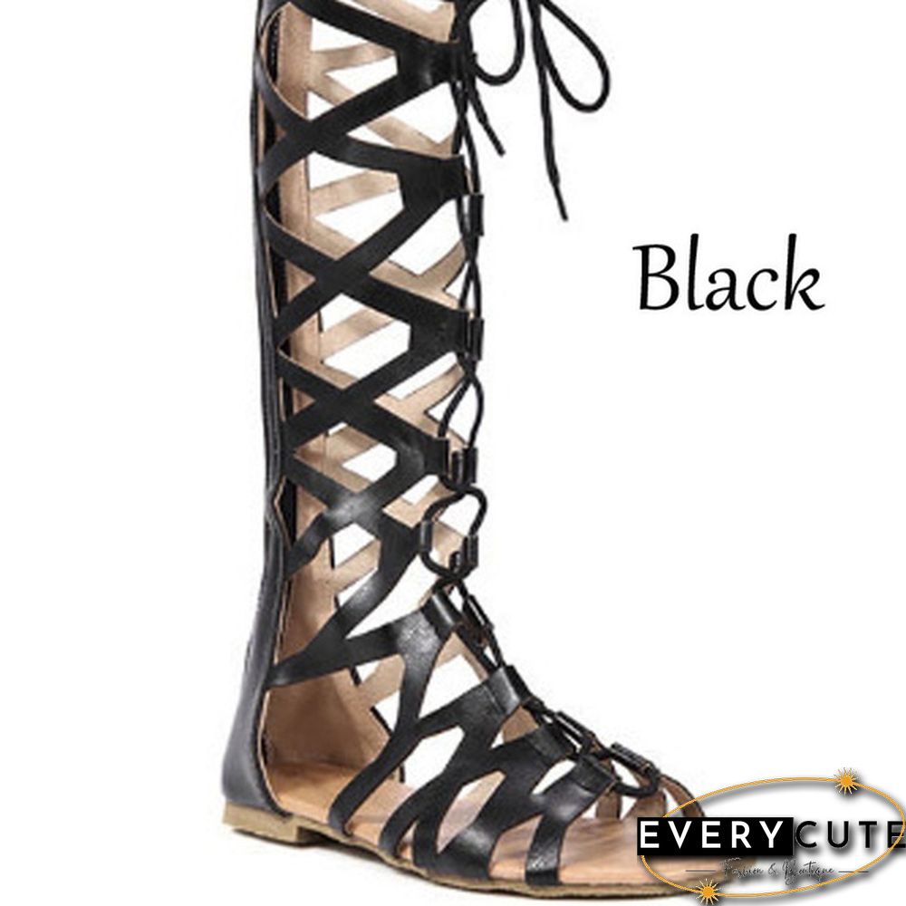 New Women Fashion Gladiator Sandals Flats Summer Shoe Ladies Sexy Casual Knee-High Boots Multi-Strap Gladiator Sandals Women Shoes Plus Size 35-43