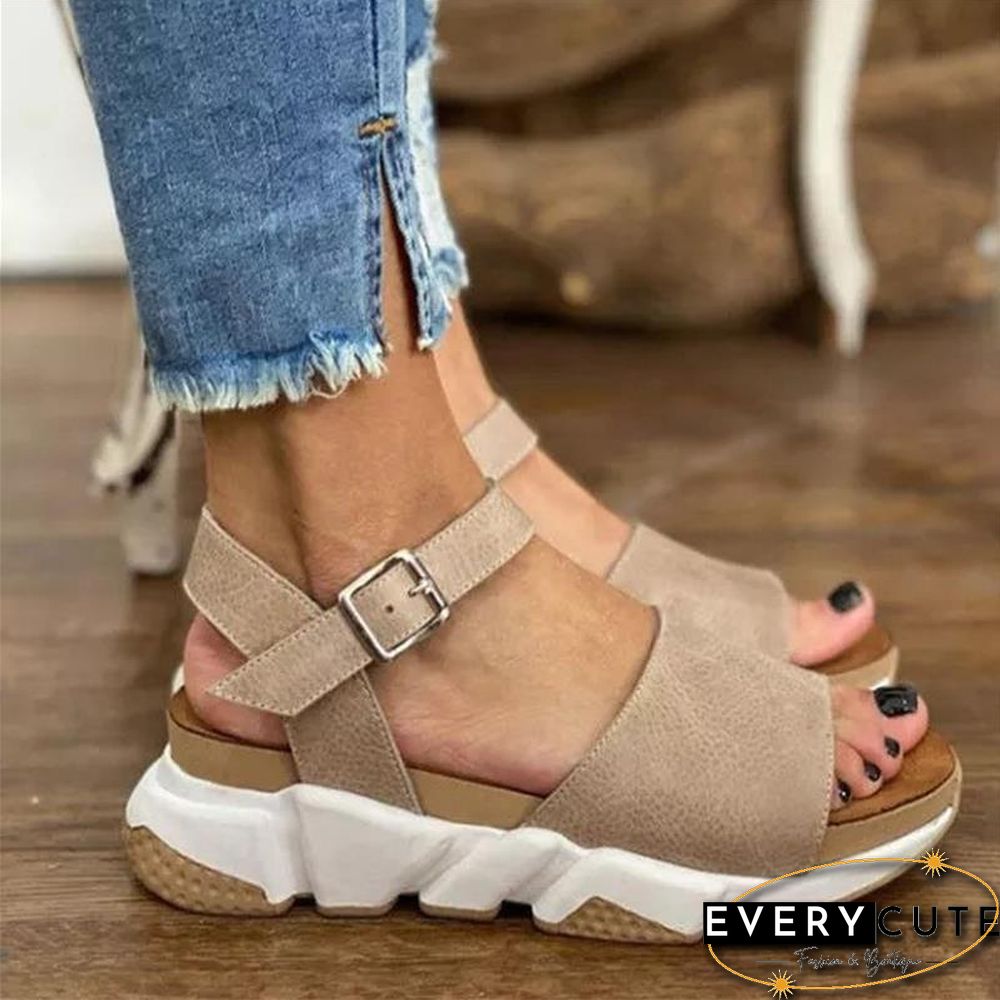 Women's Sandals Womens High Heels Sandal Thick Bottom Casual Shoes Ladies Leisure Summer Wedges Sandals Beach Shoes