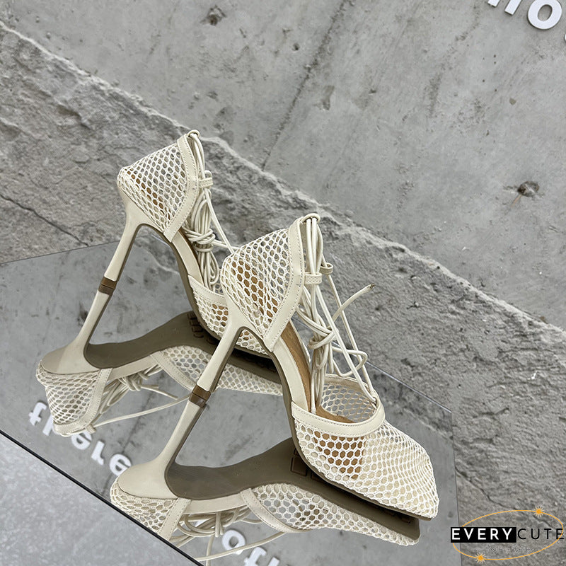 Sexy Bandage Mesh Closed Out Door Shoes