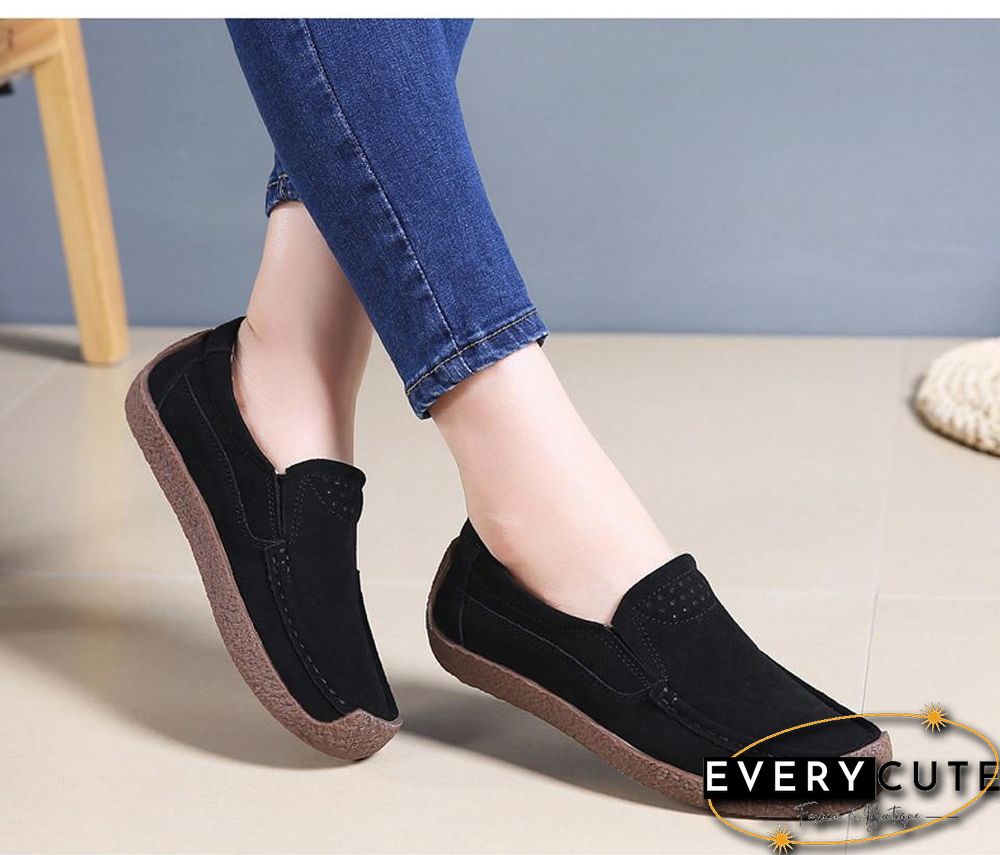 Women Moccasins Flats Genuine Leather Slip On Suede Loafers Shoes