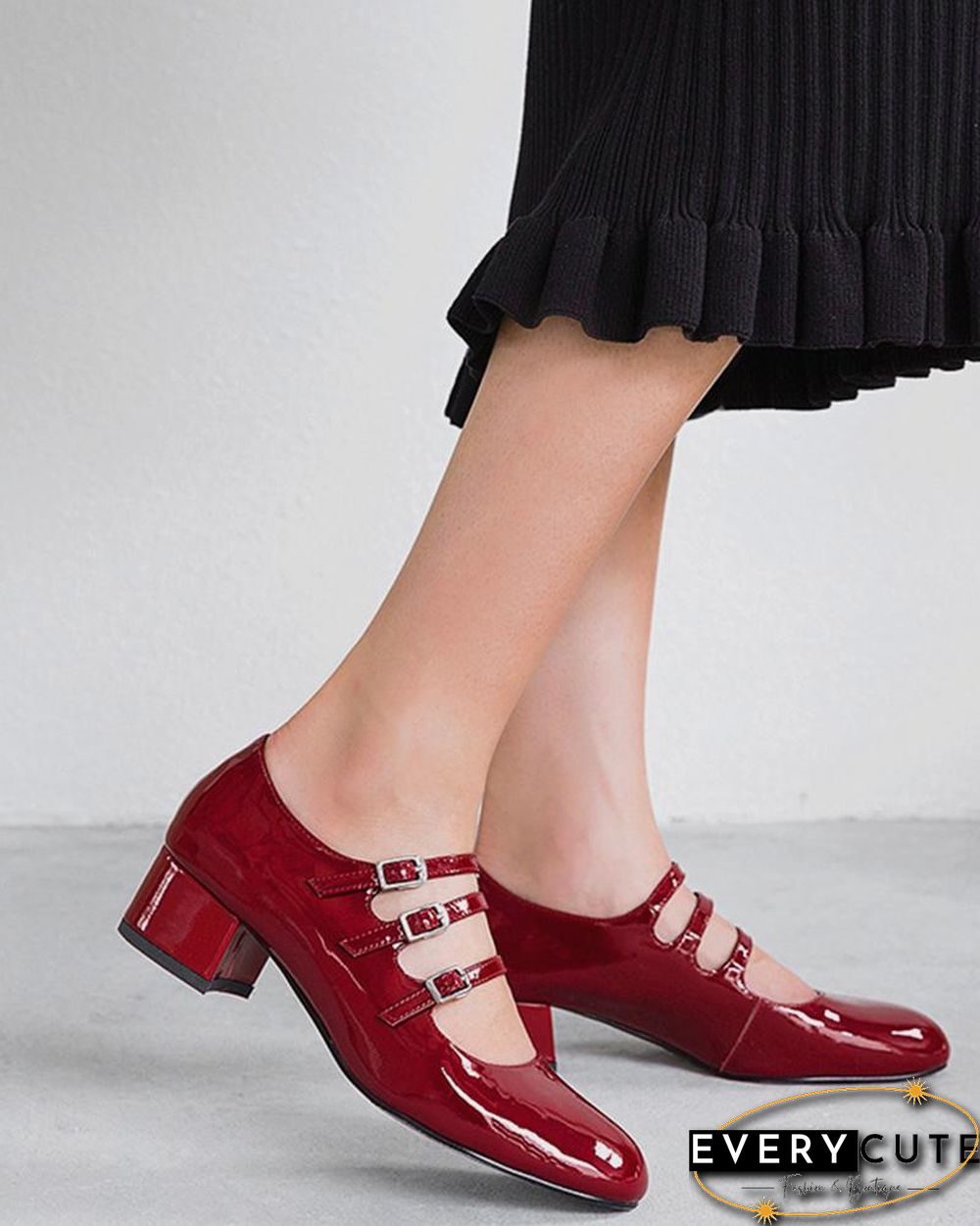 Polished Multi-Strap Mary Jane Shoes