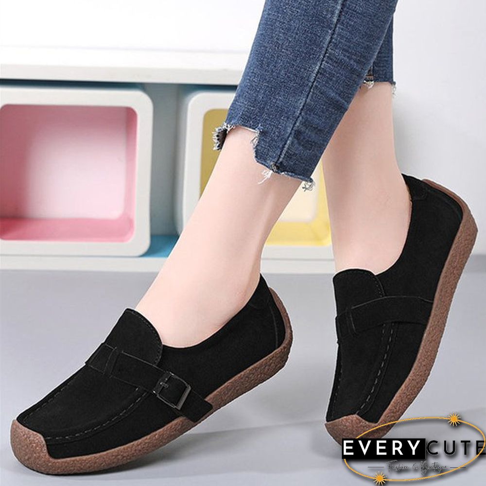 Plus Size Buckle Decor Casual Flat Loafers Shoes