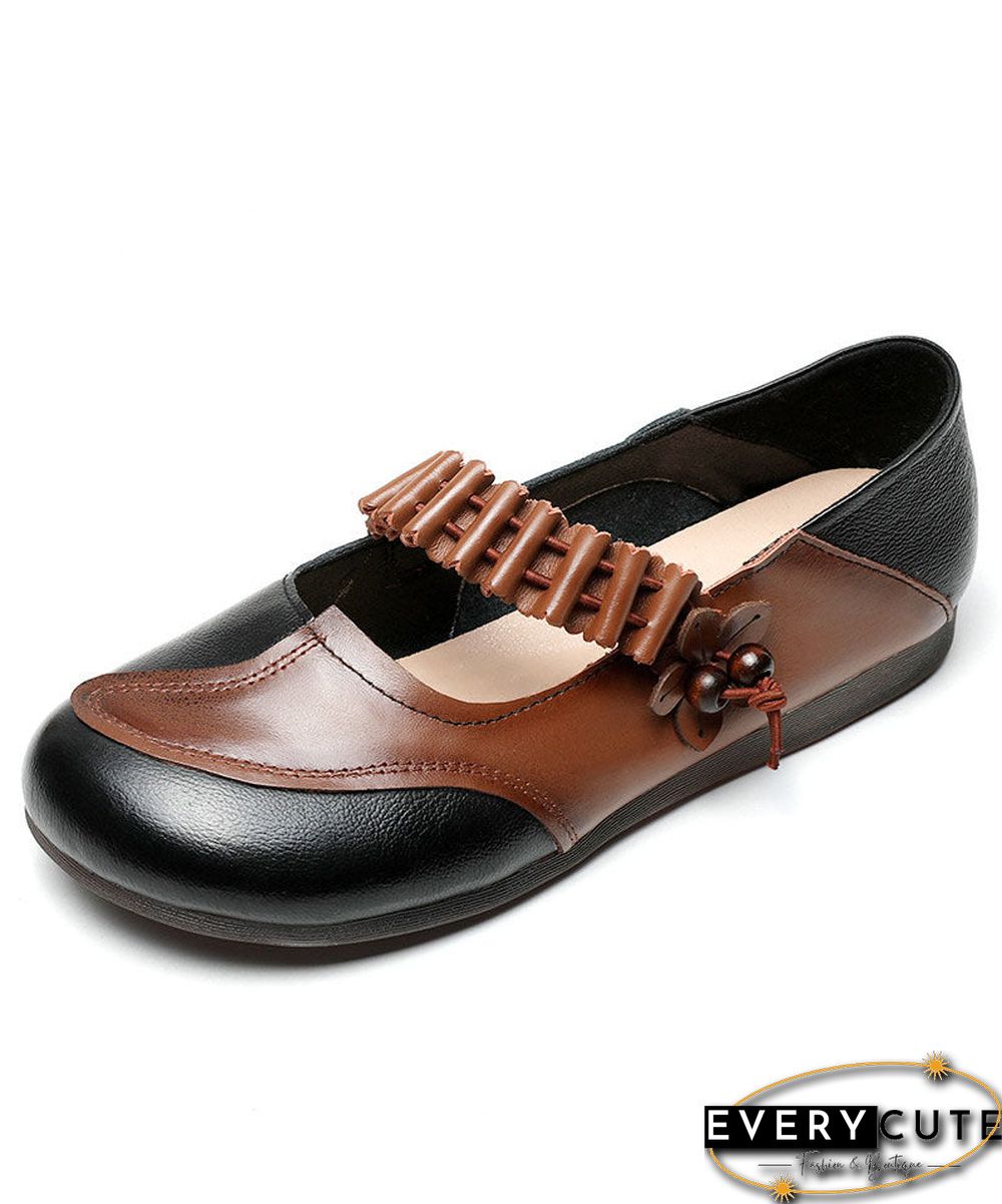 Comfy Black Buckle Strap Flat Feet Shoes Splicing Flat Shoes For Women