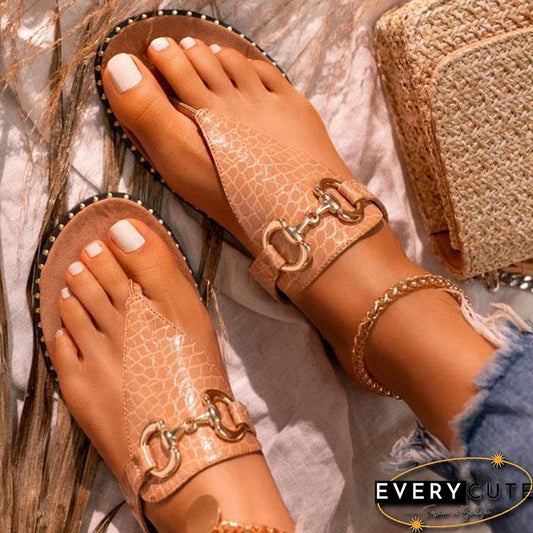 Chic Open Toed Alloy Chain Embellished Sandal Shoes