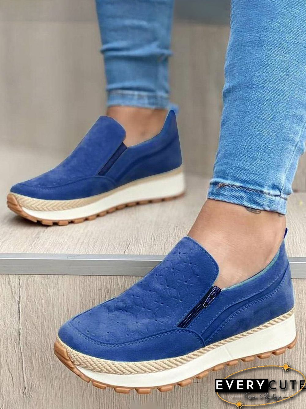 Casual Zipper Stitching Platform Shoes