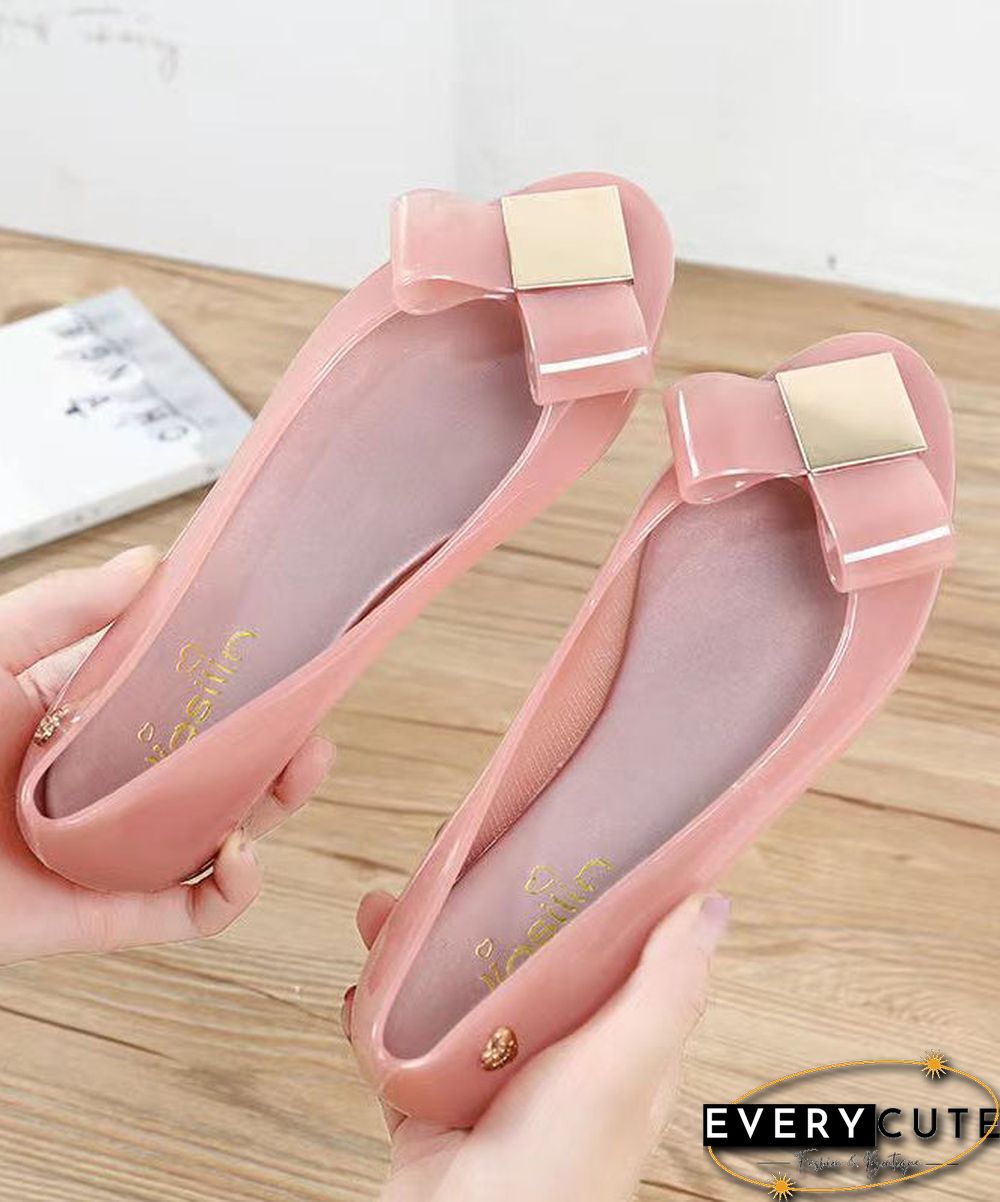 Unique Comfortable Splicing Clear Flat Feet Shoes Pink