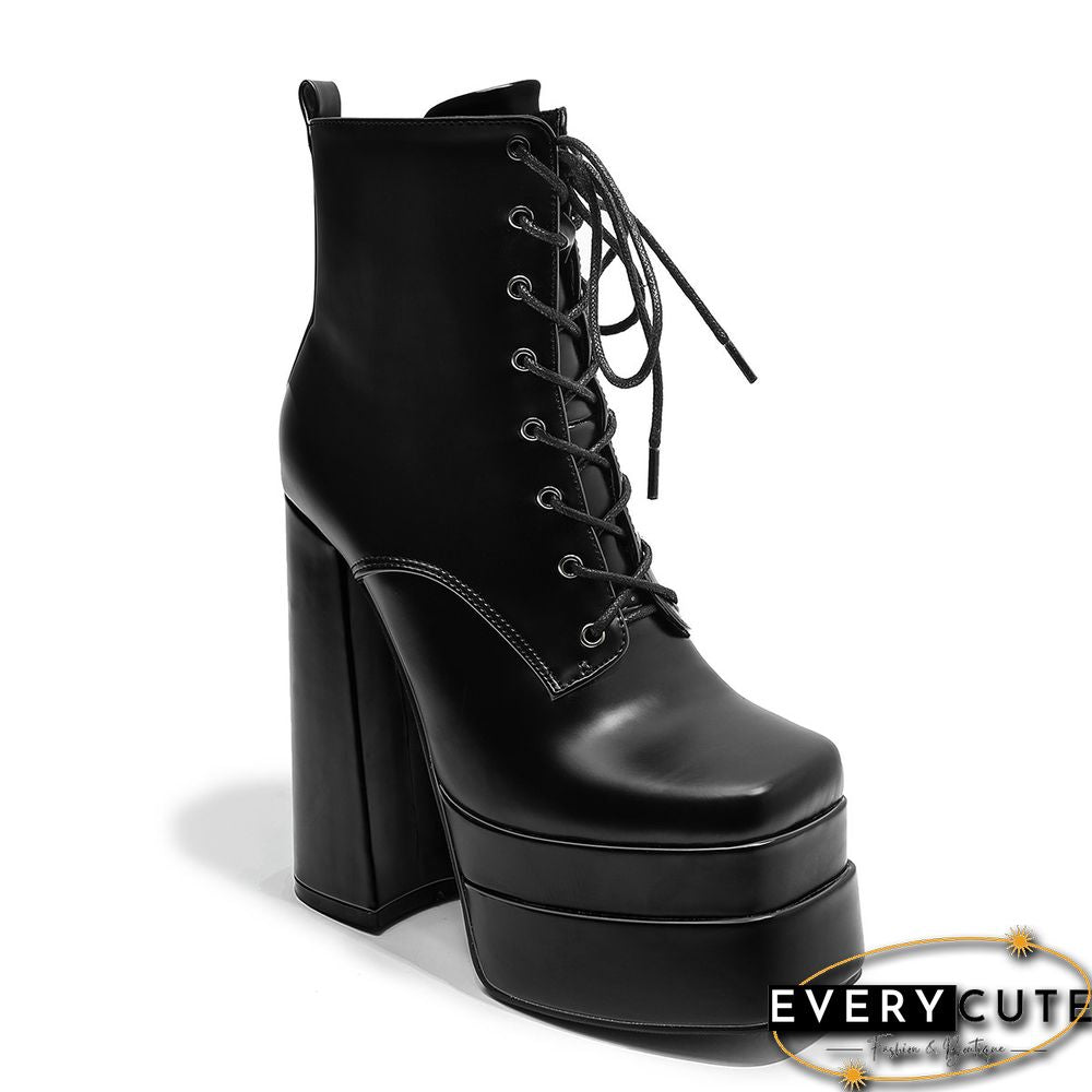 Fashion Super High Thick Heel Mid-calf Boots