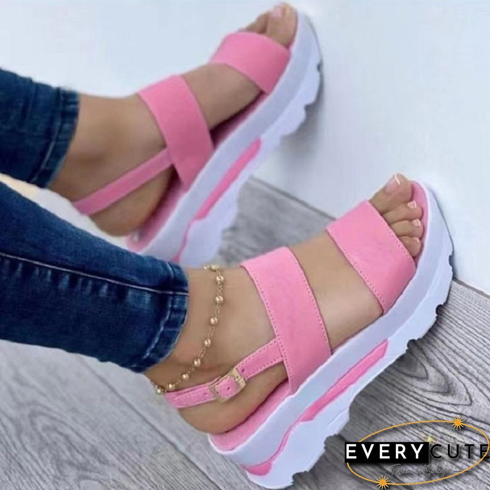 Women Sandals New Heels Woman Platform Wedges Shoes Ladies Summer Sandals Buckle Non-slip Beach Sandals Plus Size 35~43