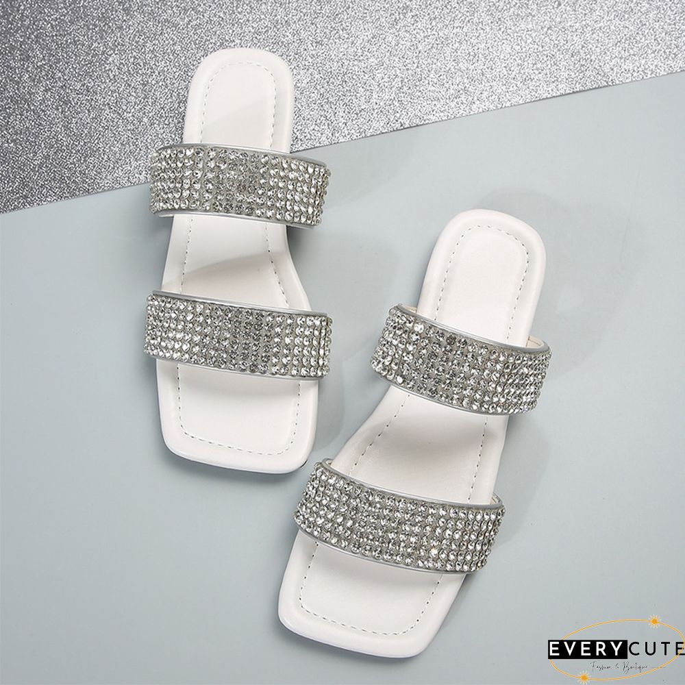 Casual Patchwork Rhinestone Square Comfortable Shoes