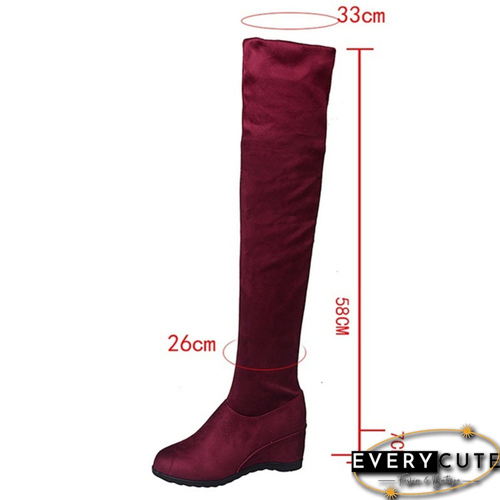 Winter Women Stretch Faux Suede Slim Thigh High Boots Sexy Fashion Over The Knee Boots High Heels