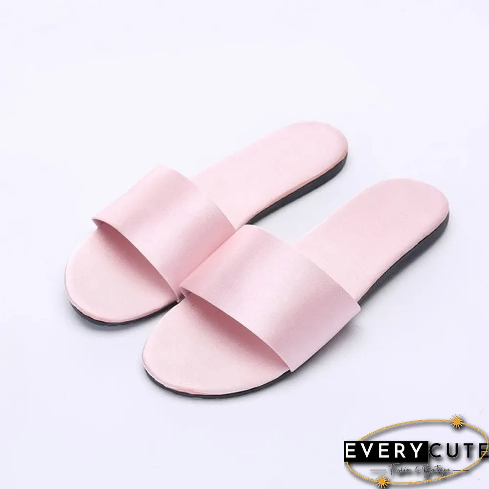 Women Beach Slippers Summer Flat Shoes Woman Slip On Slides Silk Style Female Slip On Sandals Girls Indoor Outdoor Slippers