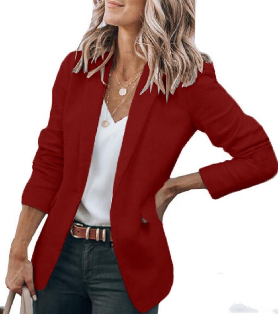 Solid Color One Button British Blazers Style European and American Blazer jacket coat women