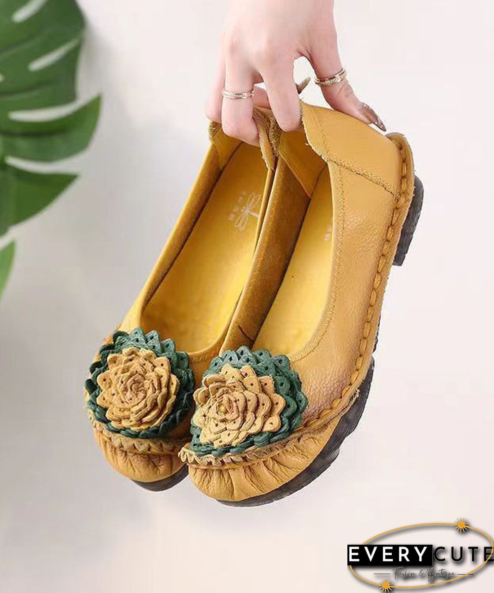 Red Flat Shoes For Women Comfortable Splicing Floral